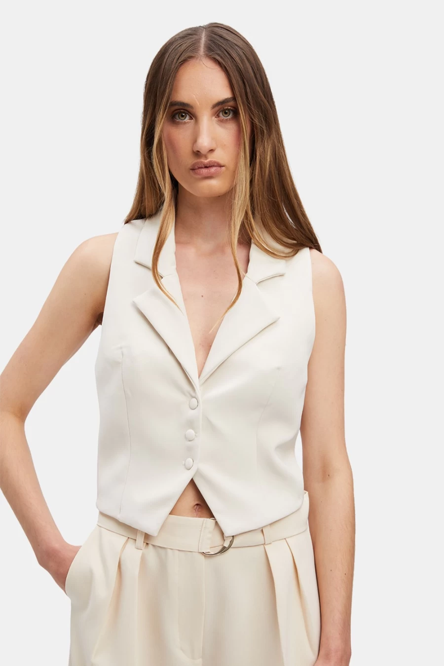 Bardot Women's Beige Rumour Vest - Lightweight Stylish Layering Piece