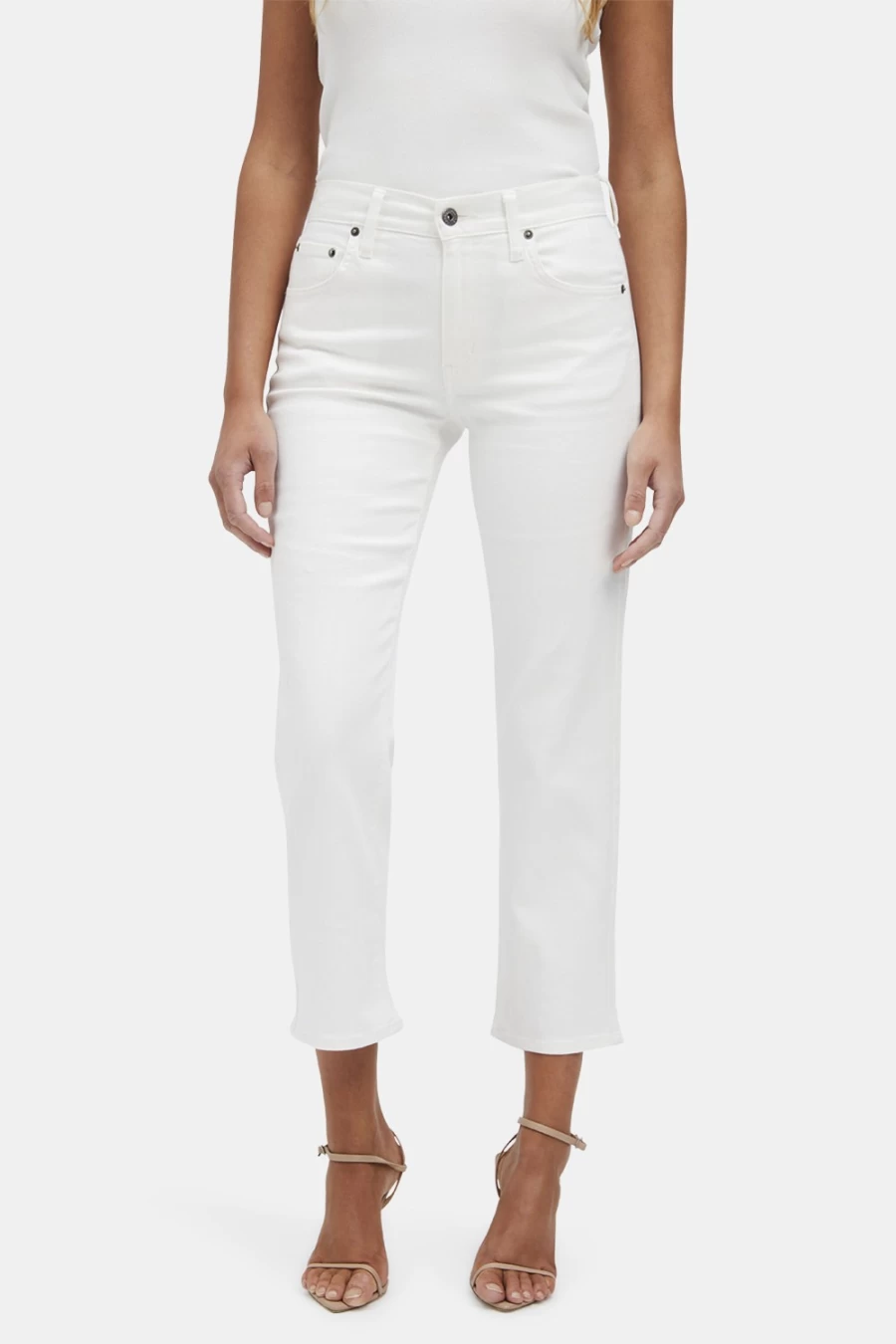 Bardot Women's Ciara Straight Leg Jeans in Orchid White - High Waisted Denim Pants