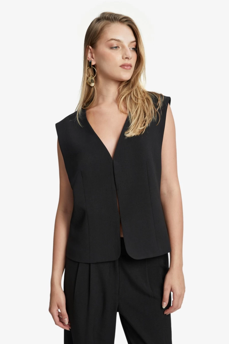 Bardot Women's Black Sloane Longline Vest - Stylish Slim Fit Waistcoat