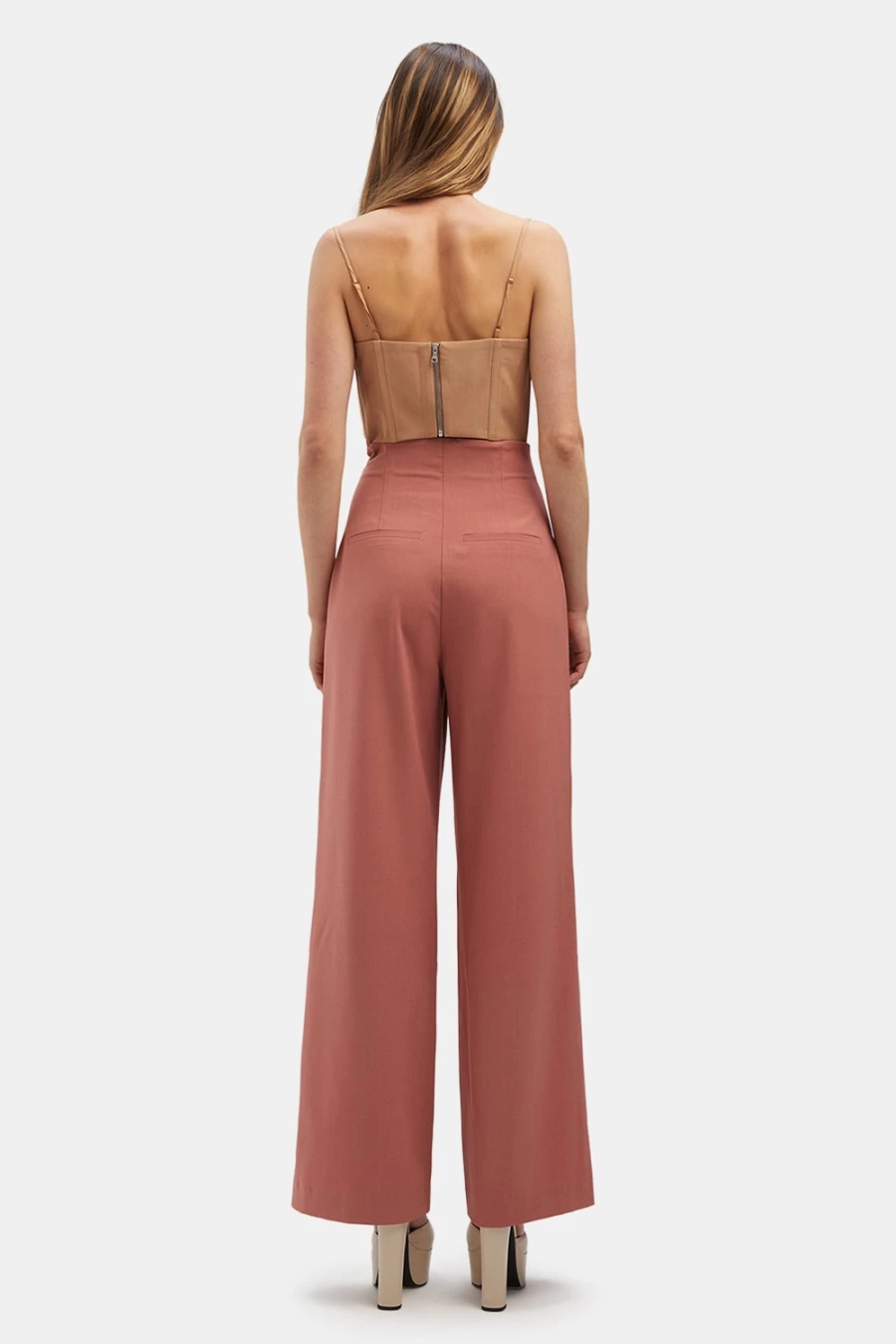 Bardot Women's High Waist Pant In Dusty Rose - Devita Style