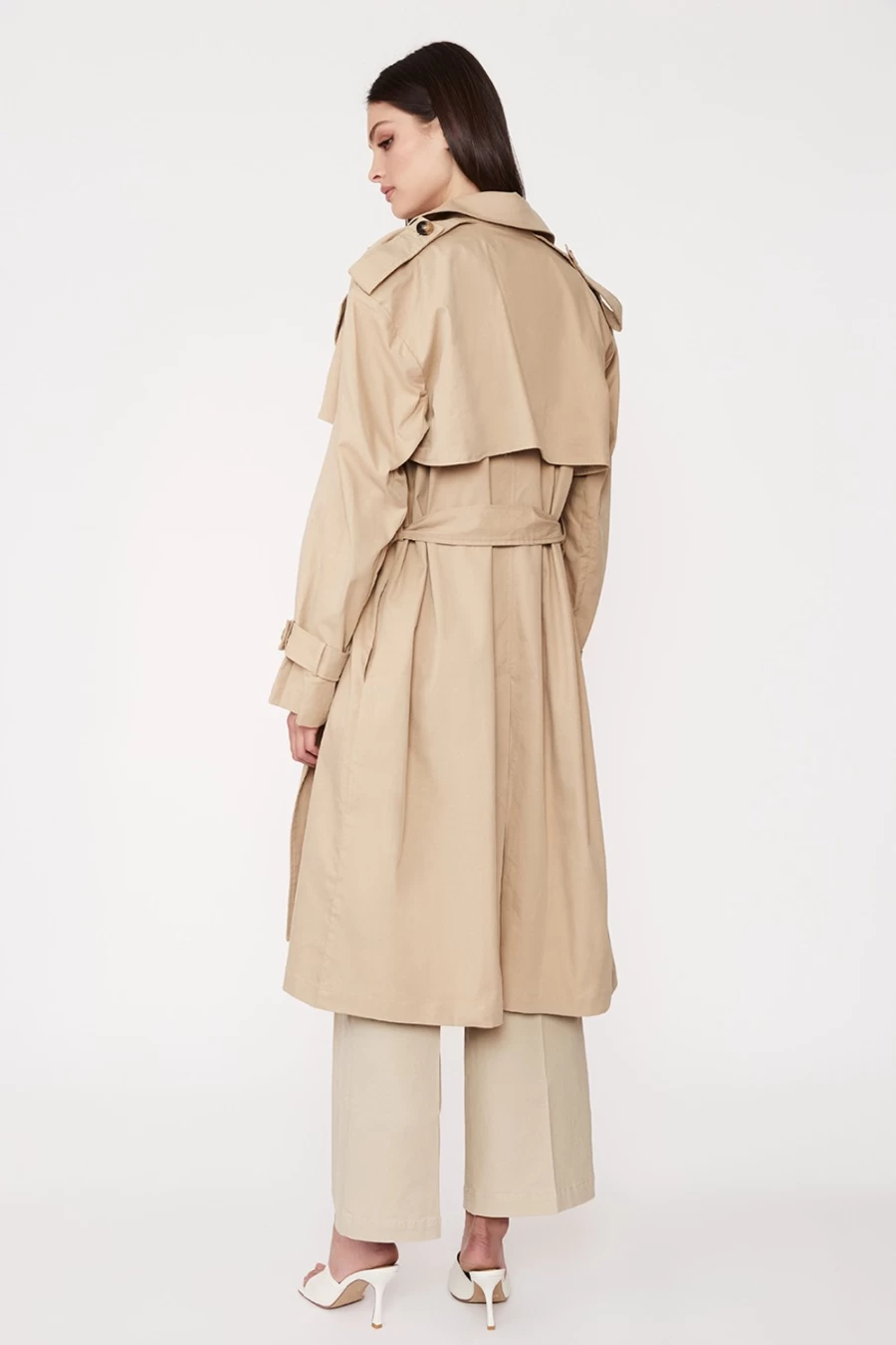 Bardot Women's Tan Oversized Trench Coat - Classic Longline Waterproof Jacket