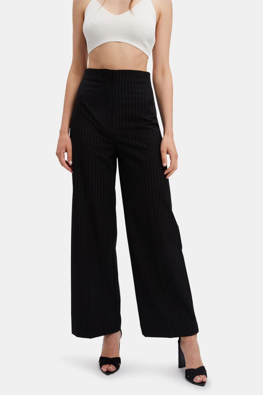 Bardot Women's Black & White Pin Stripe Wide Leg Pants