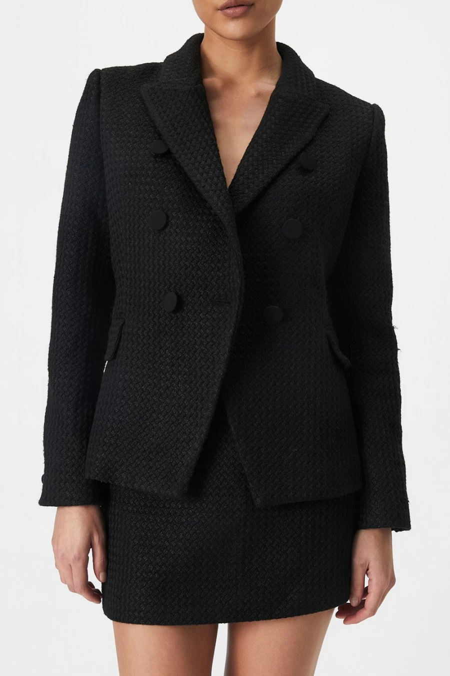 Bardot Women's Black Boucle Blazer - Classic Tailored Jacket for Office & Evening Wear
