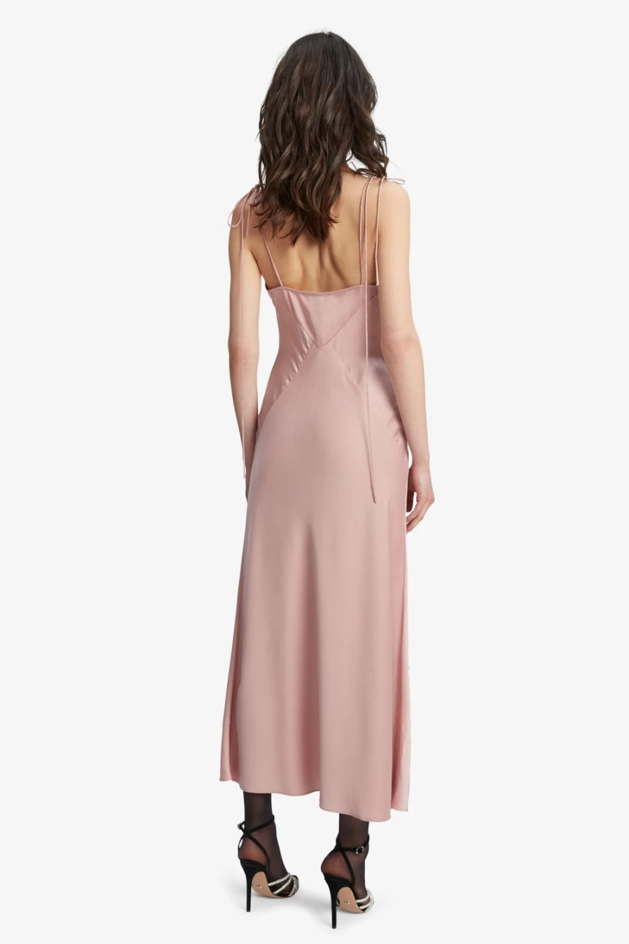 Bardot Women's Pink Rose Satin Midi Dress - Elegant Sleeveless Party Gown