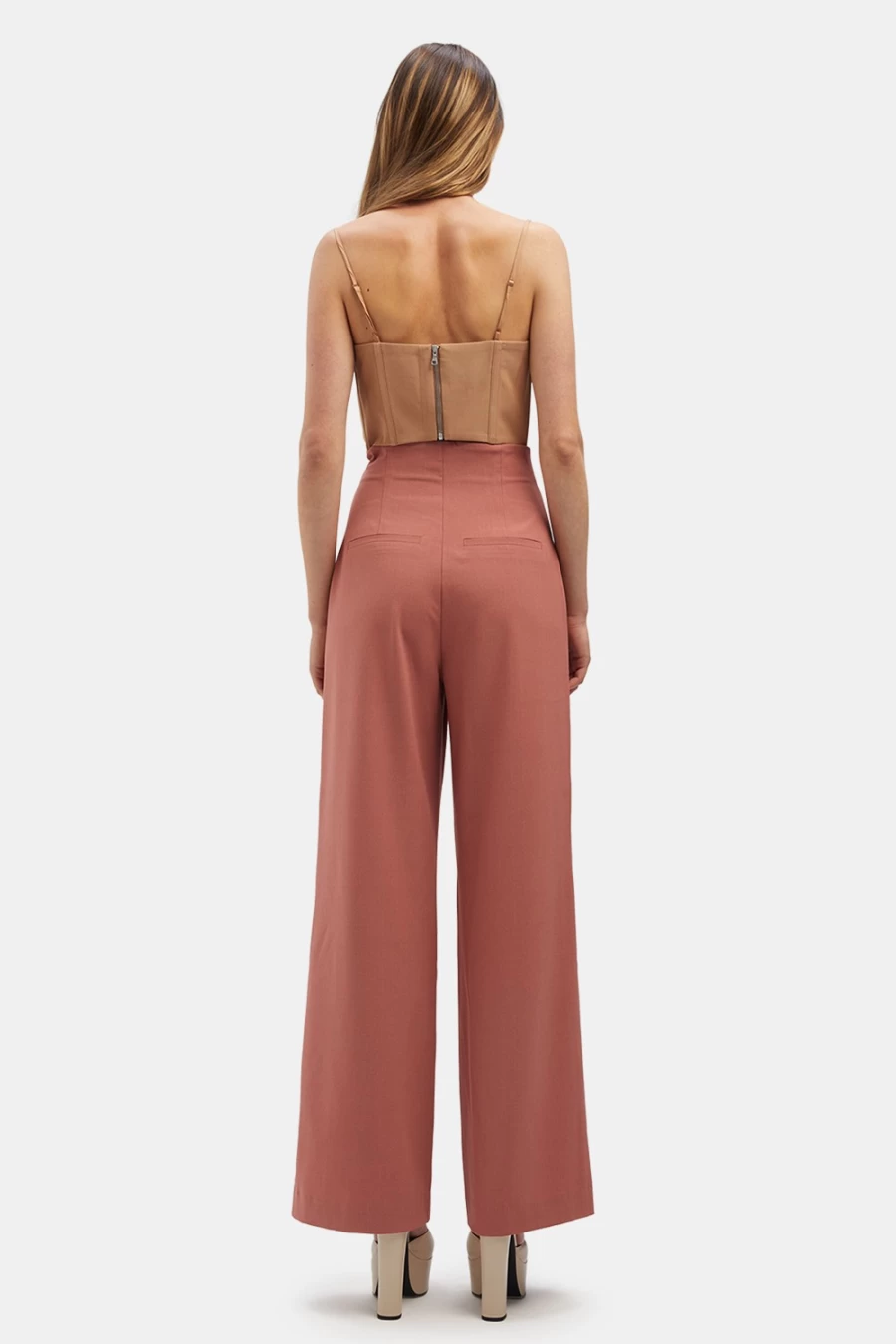 Bardot Women's High Waist Pant In Dusty Rose - Devita Style