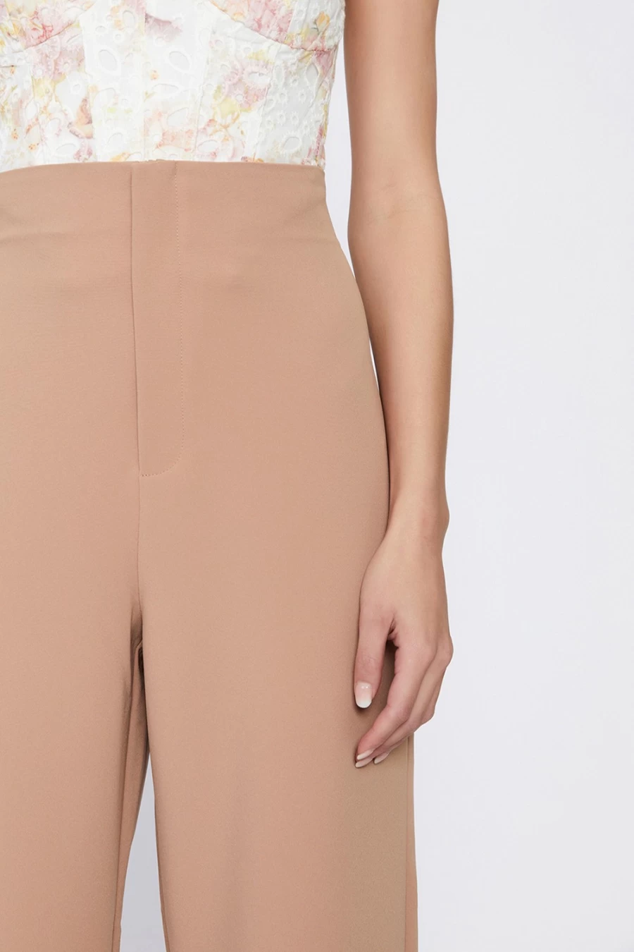 Bardot Women's High Waist Tan Pants - Anna Style Tailored Trousers