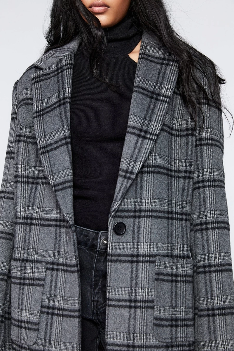 Bardot Women's Grey Check Blazer - Classic Checked Jacket for Women