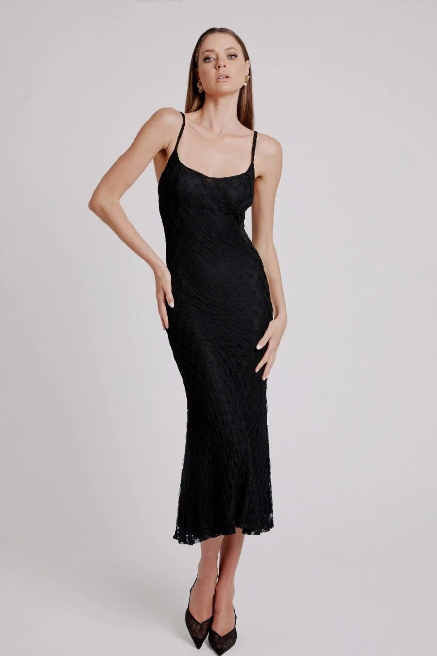 Bardot Women's Black Mesh Midi Dress - Adoni Style Elegant Party Wear