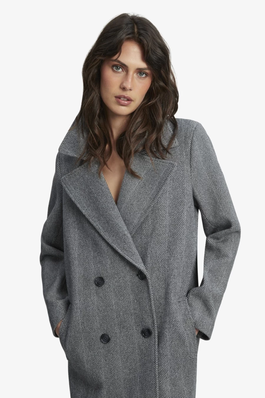 Bardot Women's Classic Chevron Coat in Grey Chevron Pattern