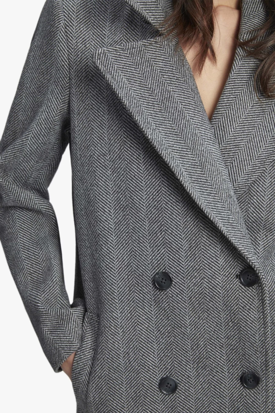 Bardot Women's Classic Chevron Coat in Grey Chevron Pattern
