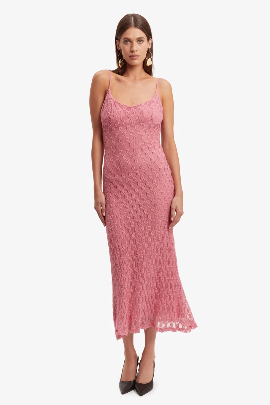 Bardot Women's Lili Pink Mesh Midi Dress - Adoni Style Flowy Summer Dress