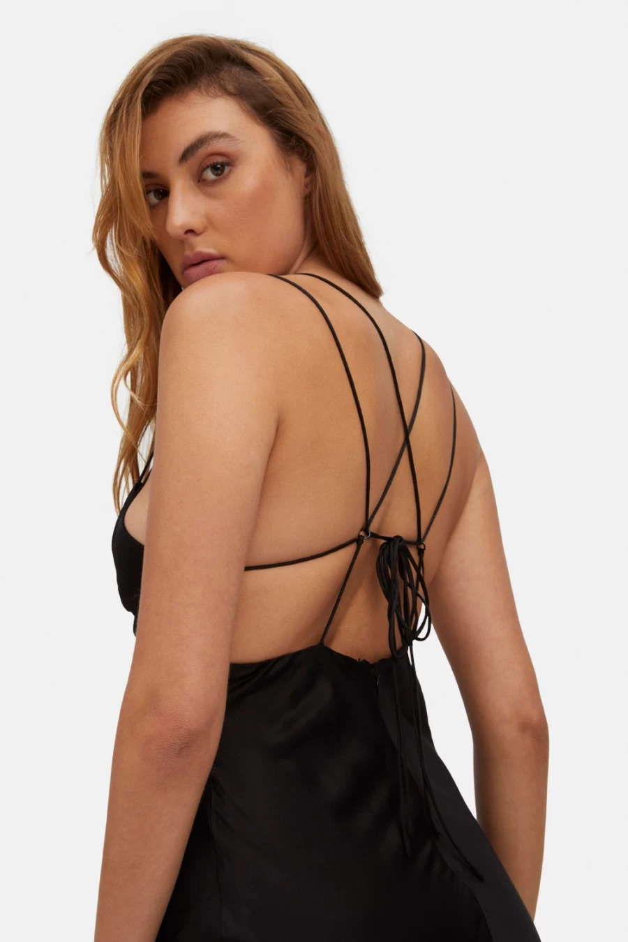 Bardot Women's Lucia Black Midi Slip Dress - Elegant Evening Gown