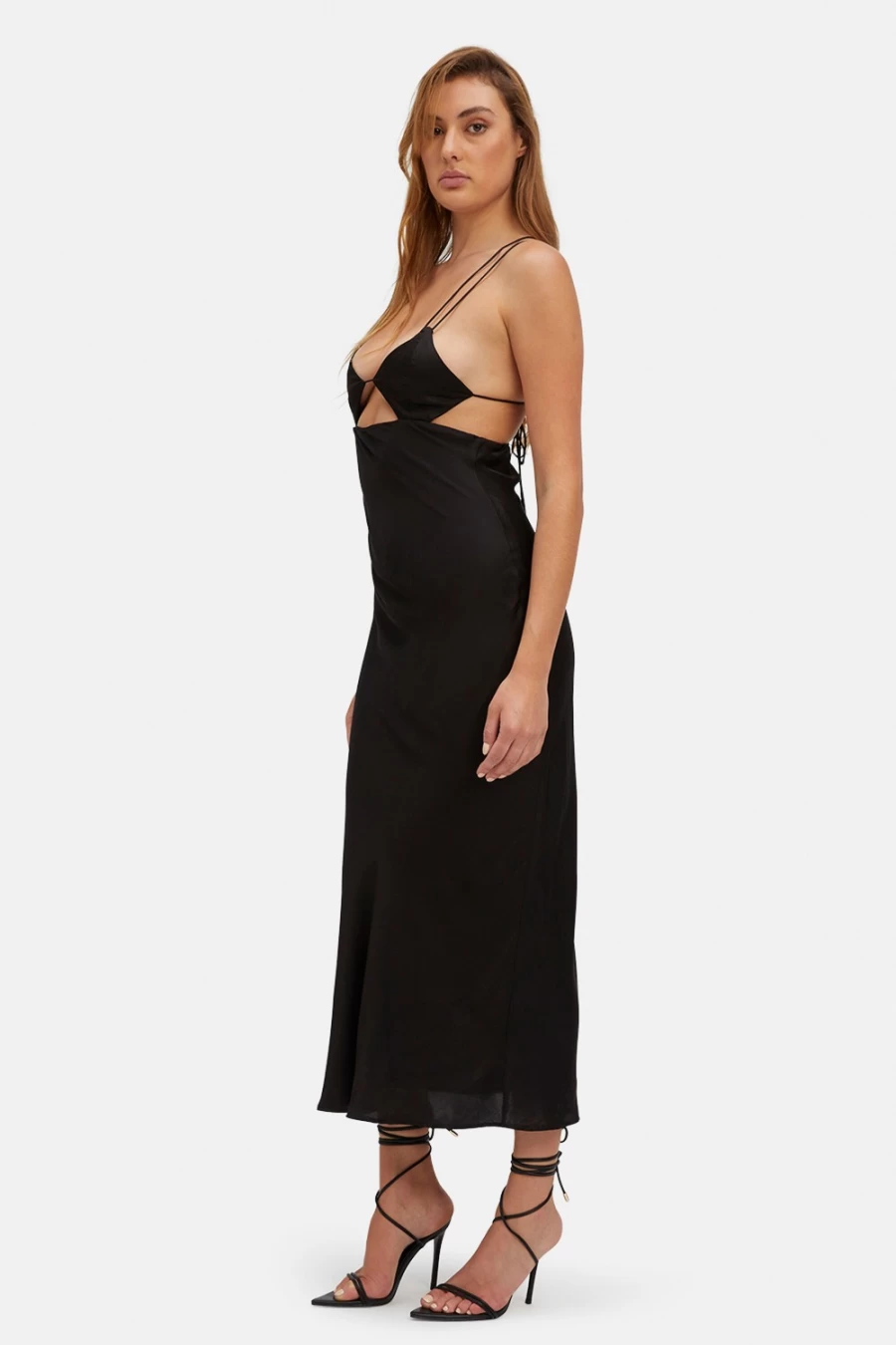 Bardot Women's Lucia Black Midi Slip Dress - Elegant Evening Gown