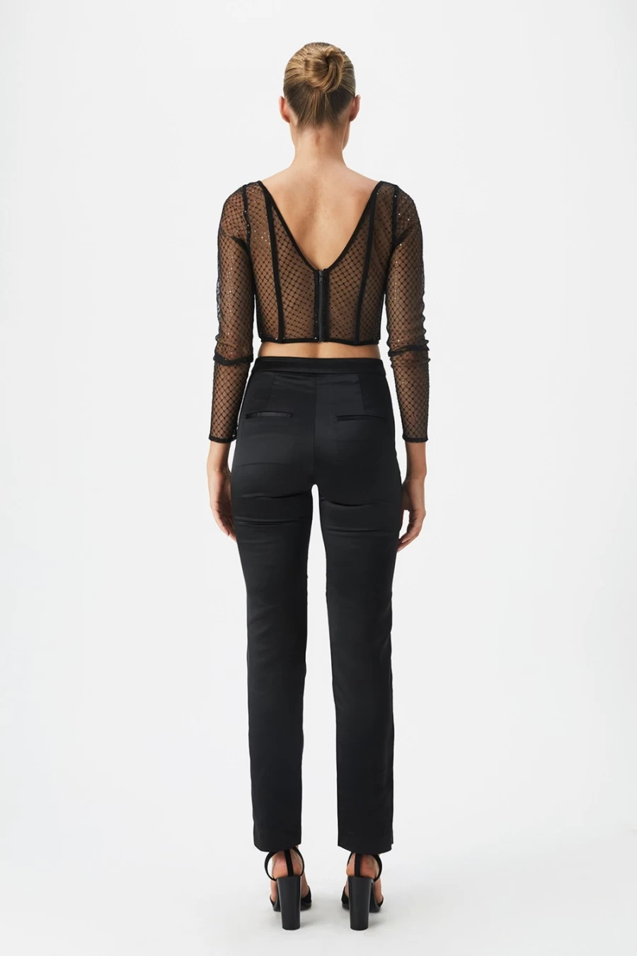 Bardot Women's Nyah Satin Pant in Black - High-Waisted Luxe Trousers